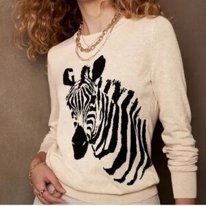 Banana Republic Zebra Print Crewneck Lightweight Sweater. Women's Size: M.